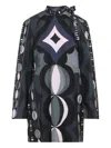 Pucci Geometric Pattern Long Sleeve High Neck Dress In Multi