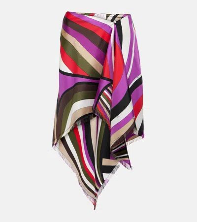 Pucci Printed Silk Midi Skirt In Multicoloured
