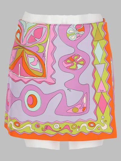 Pucci Printed Silk Mini Skirt In Multicolour