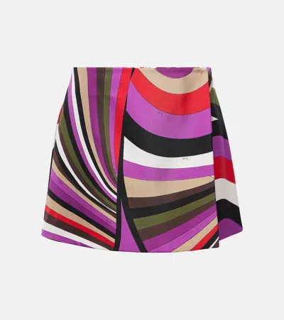 Pucci Printed Silk Miniskirt In Multicoloured