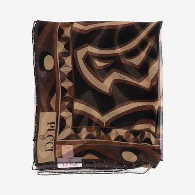 Pucci Geometric-print Silk Scarf In Brown
