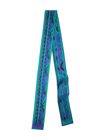 Pucci Printed Silk Scarf In Green