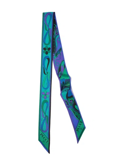 Pucci Printed Silk Scarf In Green