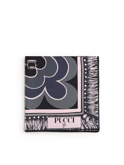 Pucci Silk Scarf With Print In Black