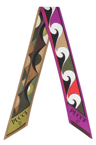 Pucci Printed Silk Scarf In Multicolor