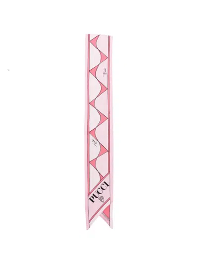 Pucci Printed Silk Scarf In Pink