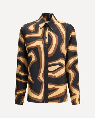 Pucci Printed Silk Shirt In Brown