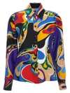 Pucci Printed Silk Shirt With Classic Collar In Purple