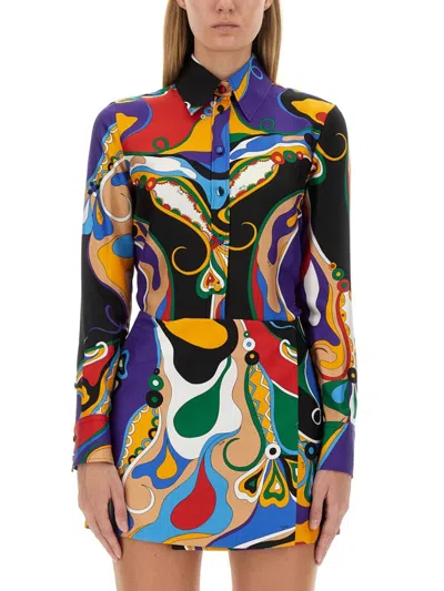 PUCCI PRINTED SILK SHIRT WITH CLASSIC COLLAR