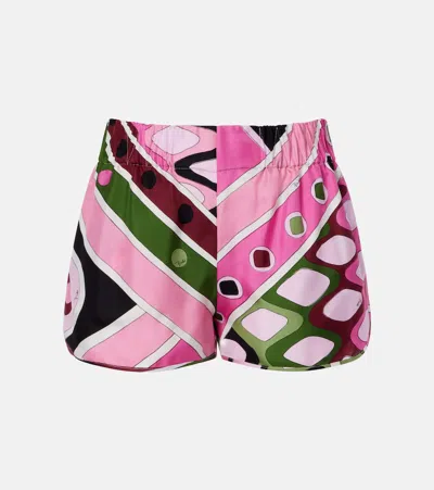 Pucci Printed Silk Shorts In Multi