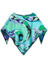 Pucci Draped Asymmetric Hem Blouse With Colorful Print In Green