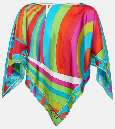 Pucci Printed Silk Top In Multicoloured