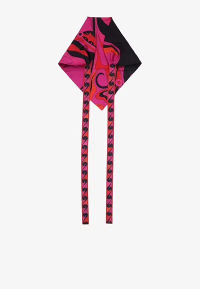 Pucci Printed Silk Triangle Hairband In Pink