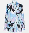 Pucci Silk Printed Shirt In Blue