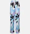 Pucci Printed Silk Twill Wide-leg Pants In Blue
