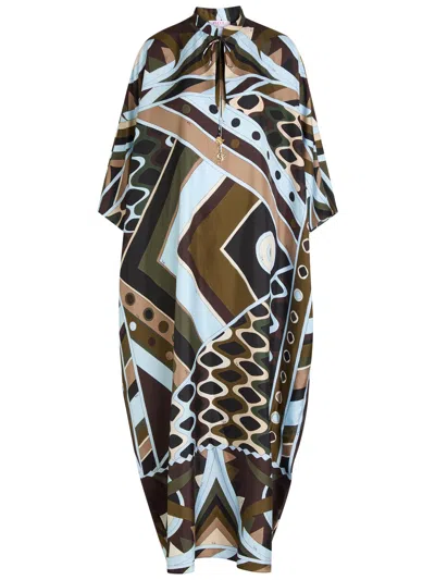 Pucci Printed Silk-twill Maxi Kaftan Dress In Multi