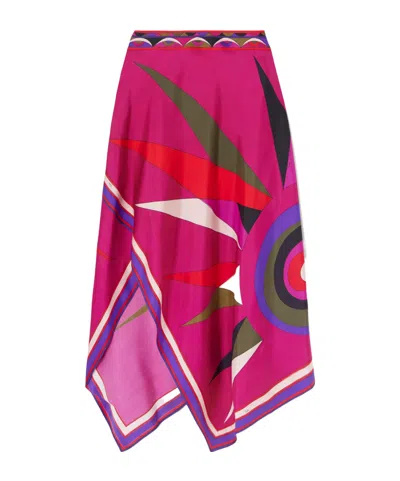 Pucci Printed Silk-twill Maxi Skirt In Pink