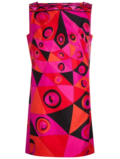 Pucci Printed Silk-twill Mini Dress In Pink