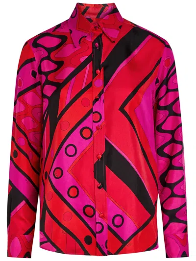 Pucci Printed Silk-twill Shirt In Pink