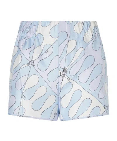 Pucci Printed Silk-twill Shorts In Blue