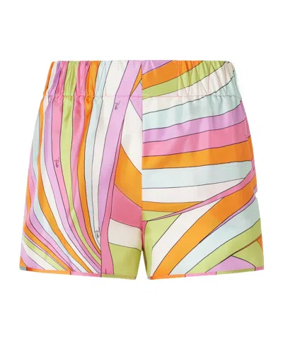 Pucci Printed Silk-twill Shorts In Multi