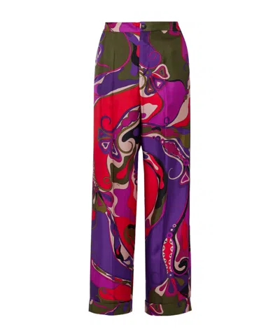 Pucci Printed Silk-twill Straight-leg Pants In Multi