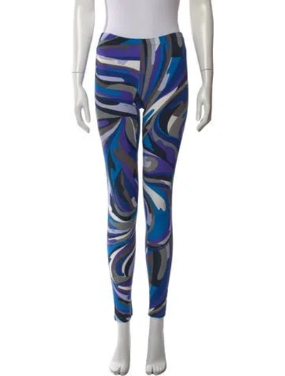 Pre-owned Pucci Printed Skinny Leg Pants In Blue