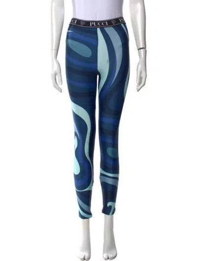 Pre-owned Pucci Printed Skinny Leg Pants In Blue