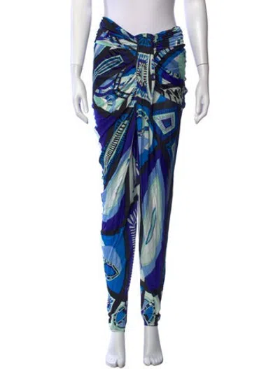 Pre-owned Pucci Printed Skinny Leg Pants In Blue