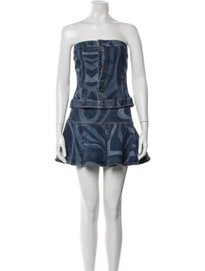Pre-owned Pucci Printed Skirt Set W/ Tags In Blue