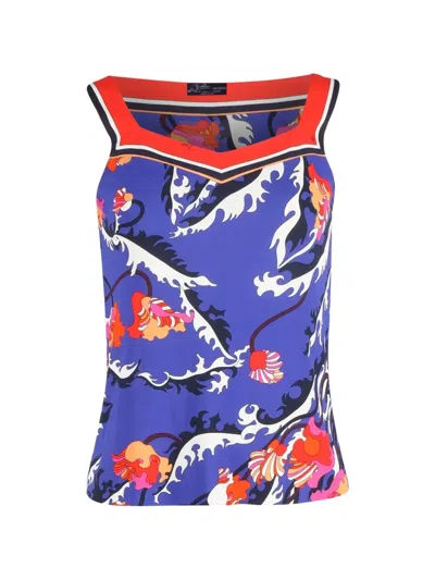 Pre-owned Pucci Printed Sleeveless Blouse In Blue