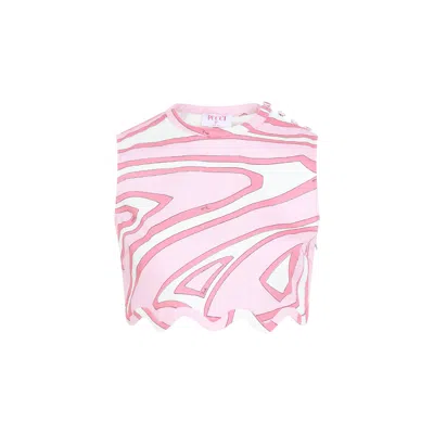 Pucci Printed Sleeveless Crop Top In Pink