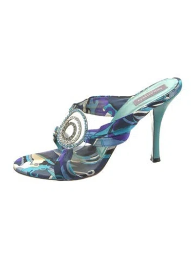 Pre-owned Pucci Printed Slides In Blue