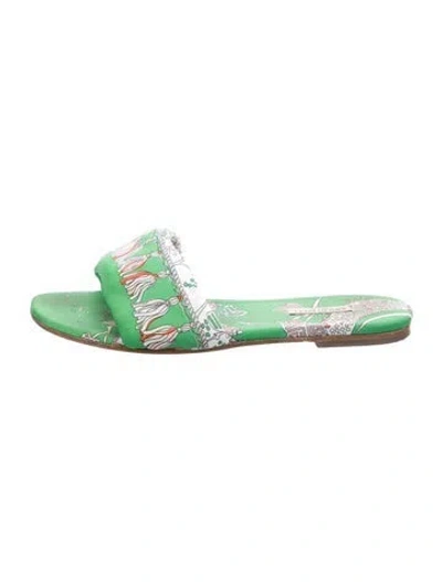 Pre-owned Pucci Printed Slides In Green
