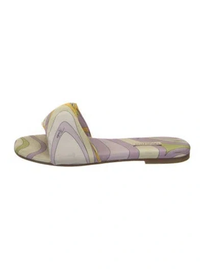 Pre-owned Pucci Printed Slides In White