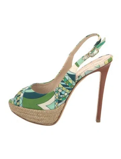 Pre-owned Pucci Printed Slingback Pumps In Green
