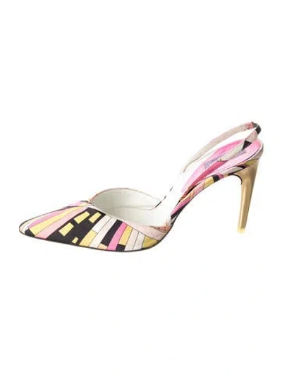Pre-owned Pucci Printed Slingback Pumps In Pink