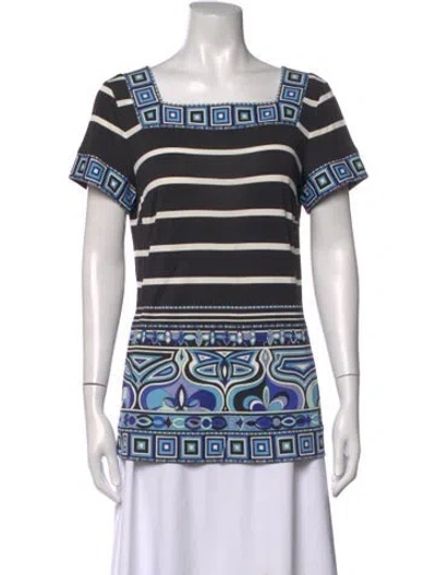 Pre-owned Pucci Printed Square Neckline Top In Blue