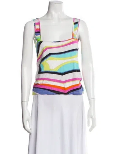 Pre-owned Pucci Printed Square Neckline Top In Brown