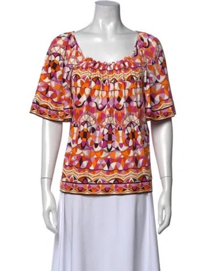 Pre-owned Pucci Printed Square Neckline Top In Orange