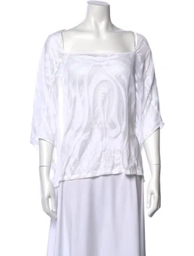 Pre-owned Pucci Printed Square Neckline Top In White