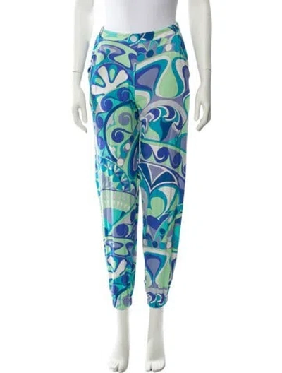Pre-owned Pucci Printed Straight Leg Pants In Blue