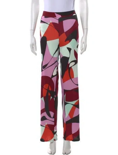 Pre-owned Pucci Printed Straight Leg Pants In Burgundy