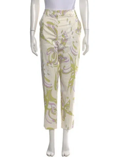 Pre-owned Pucci Printed Straight Leg Pants In White