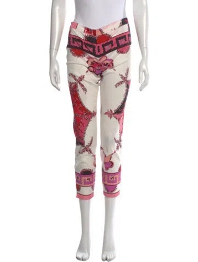 Pre-owned Pucci Printed Straight Leg Pants In White
