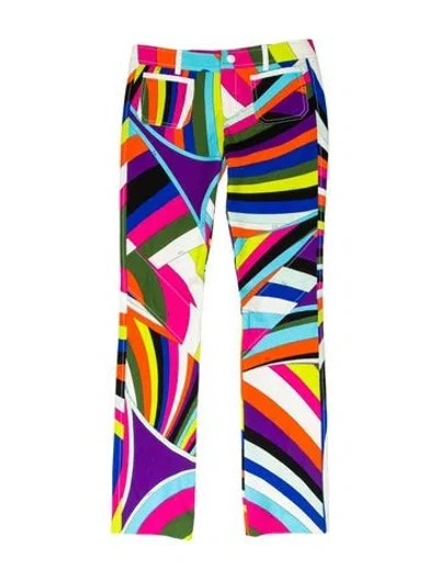 Pre-owned Pucci Printed Straight Leg Pants In Yellow