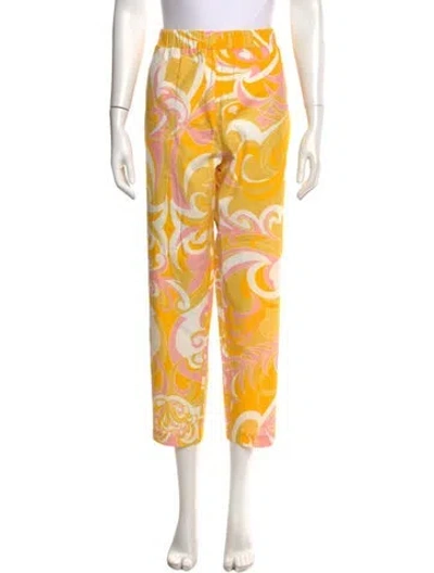 Pre-owned Pucci Printed Straight Leg Pants In Yellow