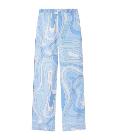 Pucci Printed Straight-leg Pants In Blue