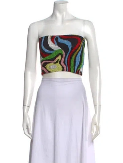 Pre-owned Pucci Printed Strapless Crop Top In Multi