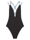 Pucci Thin Shoulder Strap Swimsuit In Black